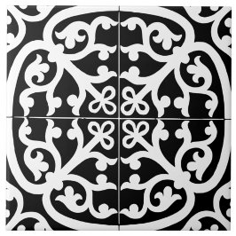 Classic Traditional Stylish Abstract Black & White Kakelplatta