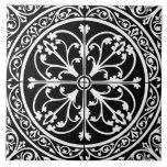 Classic Traditional Stylish Elegant Abstract Black Kakelplatta<br><div class="desc">This is a reproduction of a vintage antique ceramic tile. There is symbolism in this tile: The Oak leaves represent strength and longevity. The branching vines and floral flourishes are tied to the idea of the Tree of Life. The circular composition implies eternity, unity, and harmony. Symmetry reinforces ideas of...</div>