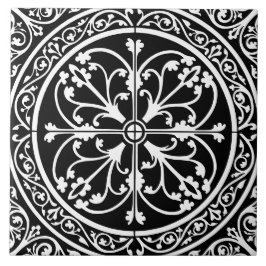 Classic Traditional Stylish Elegant Abstract Black Kakelplatta