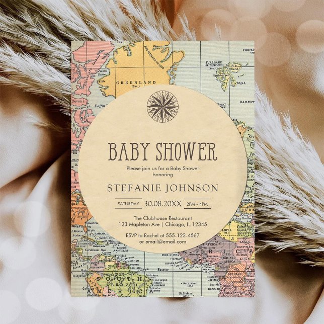 Classic Travel Worl Baby Shower Invitation Inbjudningar (Skapare uppladdad)