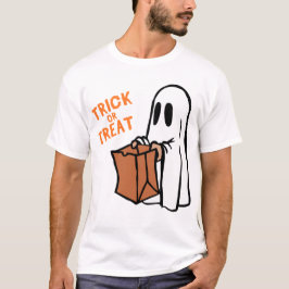 Classic Trick or Treat Ghost Cartoon Graphic T Shirt