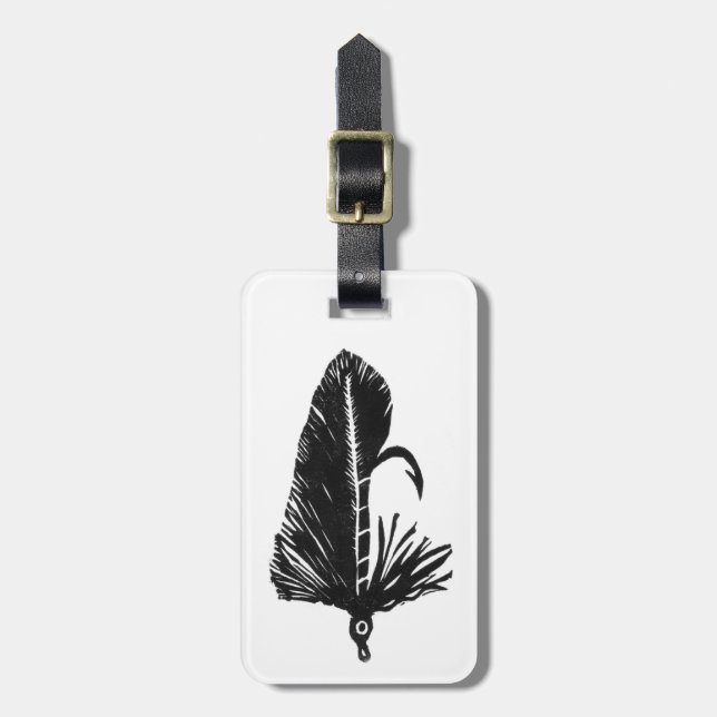 Classic Trout Fly Black Matuka Luggage Tag Bagagebricka (Vertikal Framsida)