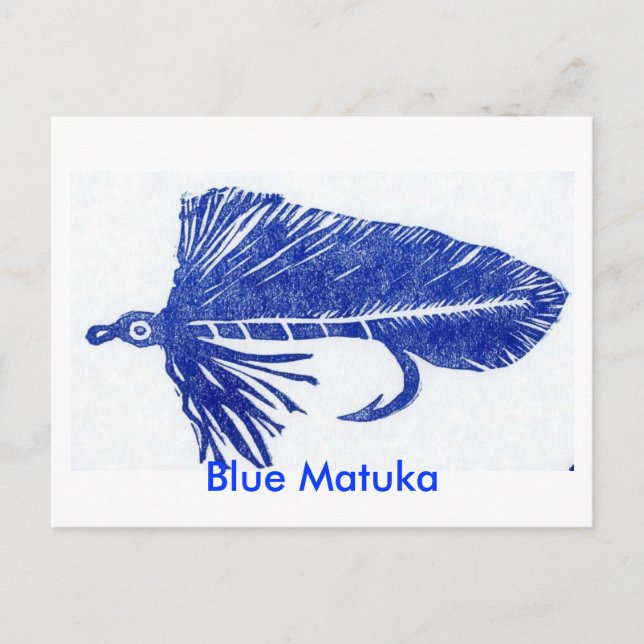 Classic Trout Fly Postcard "Blue Matuka" Vykort (Framsida)