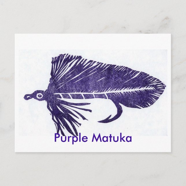 Classic Trout Fly Postcard "lila matuka" Vykort (Framsida)