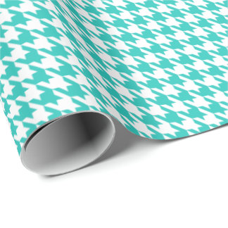 Classic Turquoise and White Houndstooth Pattern Presentpapper