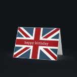 Classic Union Jack Flagga Grattis på födelsedagen  Kort<br><div class="desc">Klassisk Union Jack Flagga i Red White och Blue med Grattis på födelsedagen. Anpassa den här designen med din egen namn eller text. Finns i en rad olika produkter.</div>