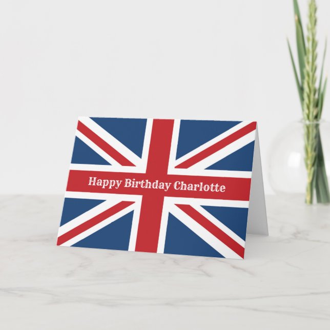 Classic Union Jack Flagga Grattis på födelsedagen Kort (Framsida)
