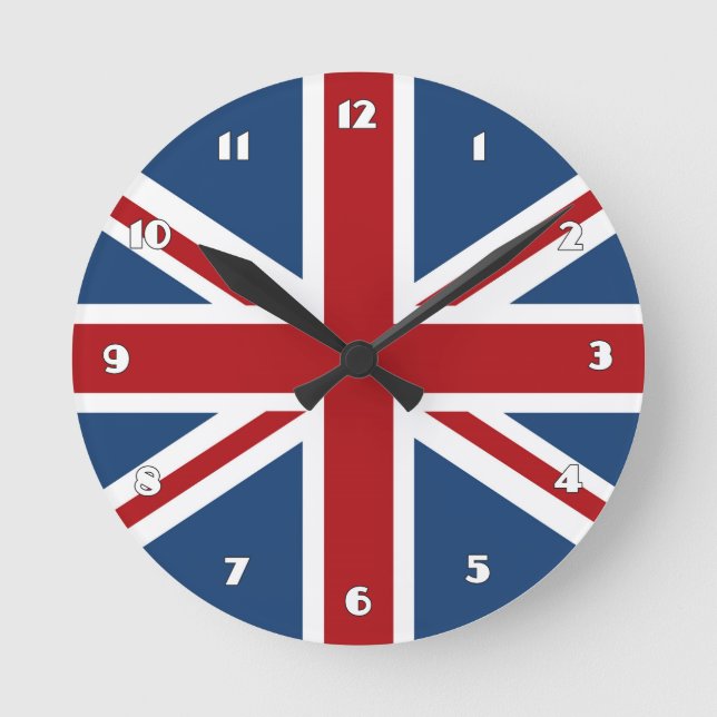 Classic Union Jack UK Flagga Rund Klocka (Framsida)