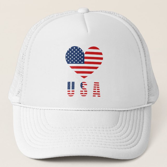 Classic USA Heart Truckerkeps med Mesh Back (Framsida)