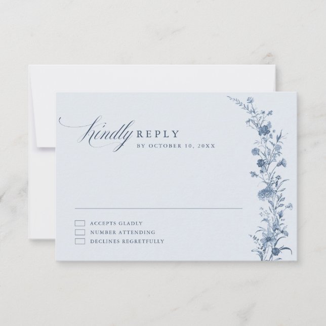 Classic Victorian Blue French Garden Chic Wedding  OSA Kort (Framsida)