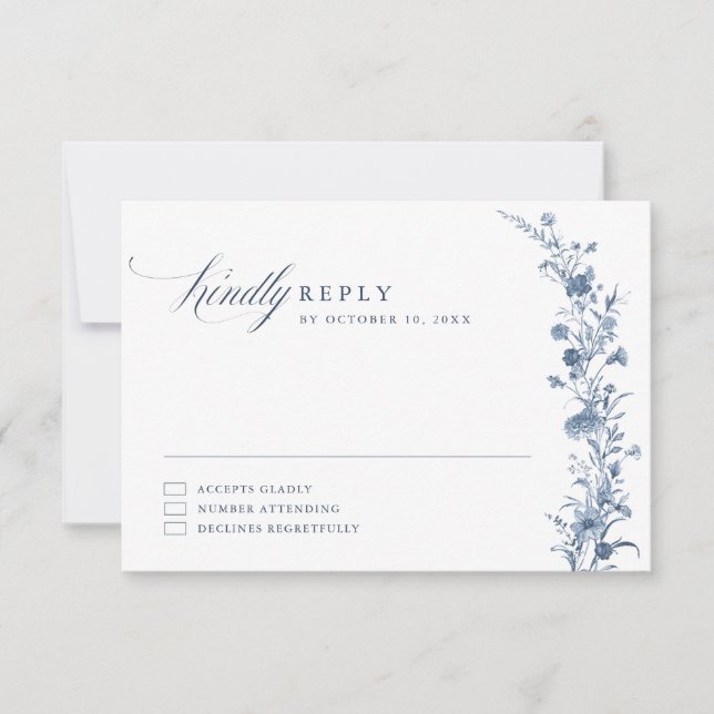 Classic Victorian Blue French Garden Chic Wedding  OSA Kort (Framsida)