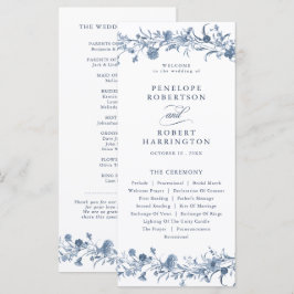 Classic Victorian Blue French Garden Chic Wedding Program