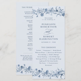 Classic Victorian Blue French Garden Chic Wedding Program