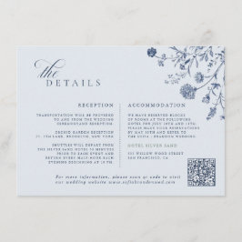 Classic Victorian Blue French QR Code Wedding Tilläggskort