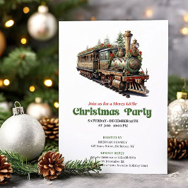 Classic Victorian Christmas Train Party Invitation Inbjudningar