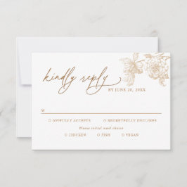 Classic Victorian Floral Meal Options Wedding RSVP OSA Kort