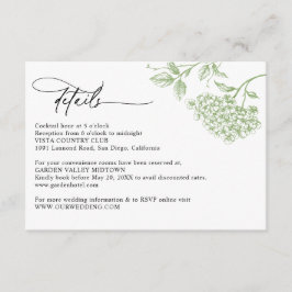 Classic Victorian Green Floral Wedding Details  Tilläggskort