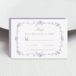 Classic Victorian Lavender Floral Frame Wedding OSA Kort