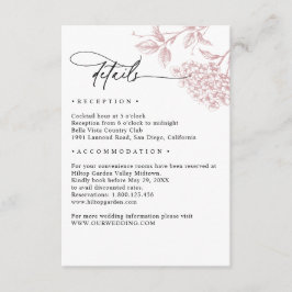Classic Victorian Pink Floral Wedding Details Tilläggskort