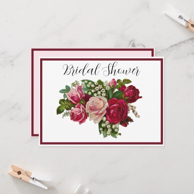 Classic Victorian Ro Lily Valley Möhippa Inbjudningar (Fram/Back In Situ)