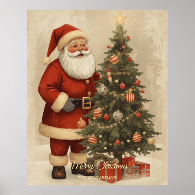 Classic Victorian Santa | Rustic Vintage jul Poster (Framsidan)