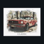 *~* Classic Vintage Antique Painting Muscle Horse Vykort<br><div class="desc">(sök AP11 efter fordon-temaprodukter) POSTKORT - KLASSIFICERINGSRETRO - Grunge stil Digital Enhanced Paintings - PERSONALISERA TEXT OM DET ÖNSKAS. - Bilar. Mustang har en bakgrund av skogen.. Bakgrunden Ram är WHITE. Du kan redigera eller radera ord-CLASSIC. Energetiskt utökade digitala utökade fotomålningar av fordon, som är Retro Classic Vintage Antique Car...</div>