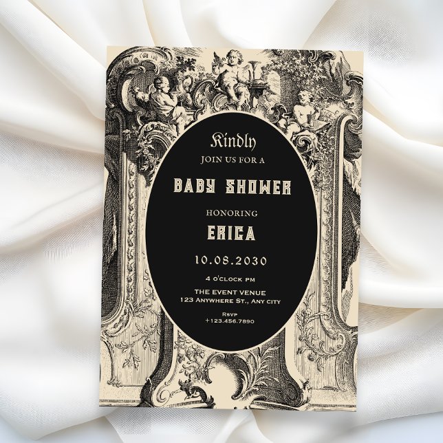 Classic vintage artistic angel baby shower inbjudningar (Skapare uppladdad)