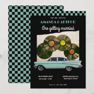 Classic vintage bil bröllop inbjudningar