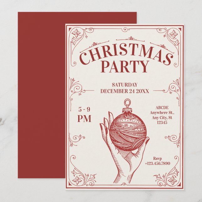Classic Vintage christmas Inbjudningar (Fram/baksida)