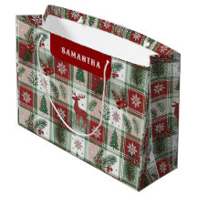 Classic Vintage Christmas Plaid & Holly Pattern