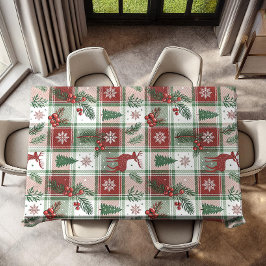 Classic Vintage Christmas Plaid & Holly Pattern