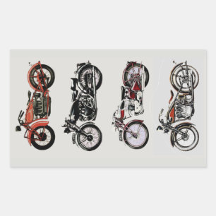 CLASSIC VINTAGE MOTORCYCLES Red Black Grått Rektangulärt Klistermärke