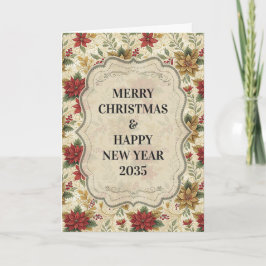 Classic Vintage Red & Guld Poinsettia Blommigt Kort