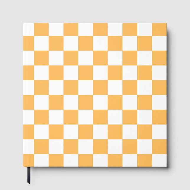 Classic visual peach checkerboard  gästböcker (Framsida)
