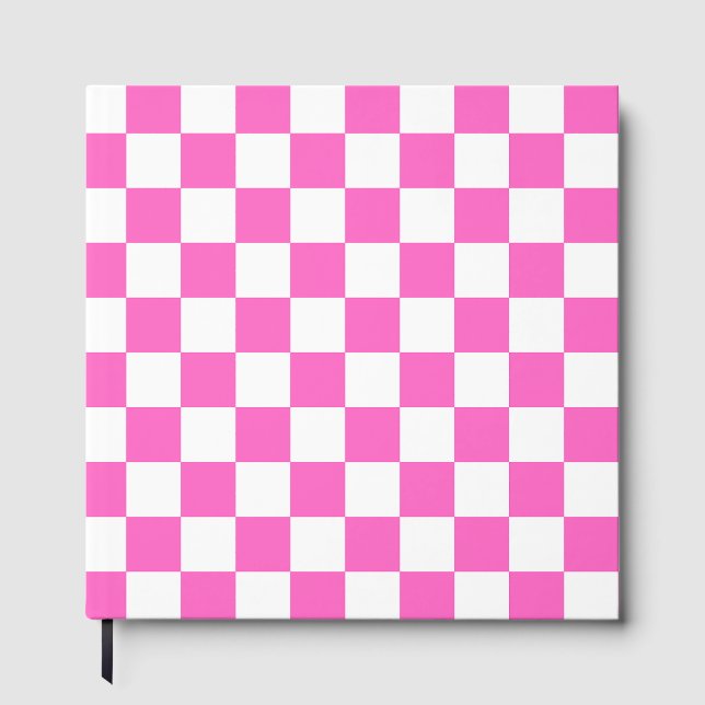 Classic visual pink checkerboard  gästböcker (Framsida)