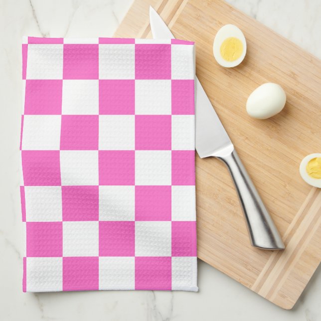 Classic visual pink checkerboard  kökshandduk (Vikt i Fjärdedel)