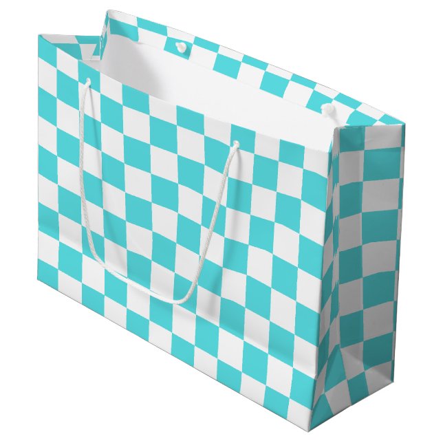 Classic visual turquoise blue checkerboard  (Framsidan Vinklad)