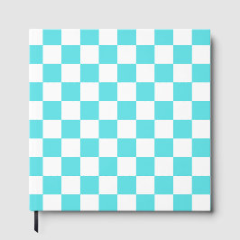 Classic visual turquoise blue checkerboard  gästböcker