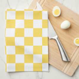 Classic visual yellow checkerboard  kökshandduk