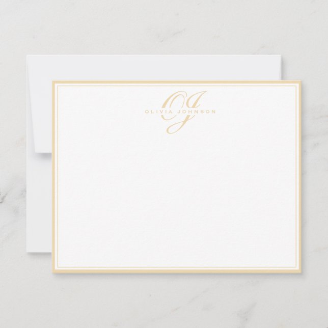 Classic Warm Ochre Monogram Note Card Inbjudningar (Framsida)