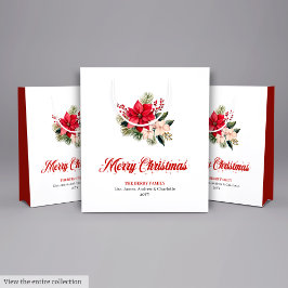 Classic Watercolor Christmas Flower Gift Bags