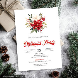 Classic Watercolor Christmas Flowers Printable  Inbjudningar