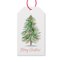 Classic Watercolor Christmas Tree Gift Tag
