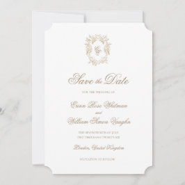 Classic Wedding Crest Save The Date Invitation Inbjudningar