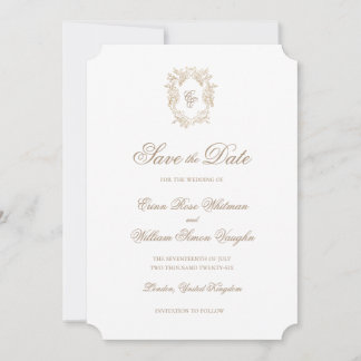 Classic Wedding Crest Save The Date Invitation Inbjudningar