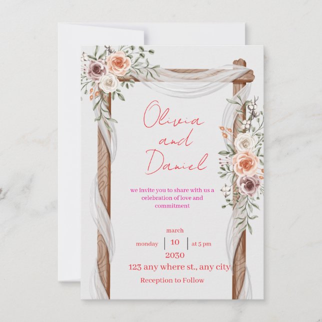 Classic Wedding Invitation – Elegant and Timeless  Inbjudningar (Framsida)