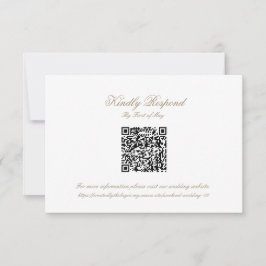 Classic Wedding Monogram Crest QR code RSVP Card OSA Kort