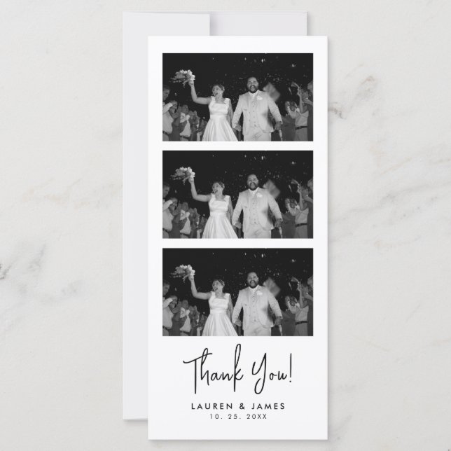 Classic Wedding Photo Strip Thank You Card (Framsida)