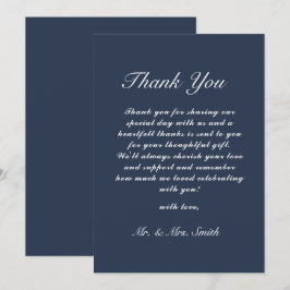 Classic Wedding Thank You Card Navy Blue Inbjudningar