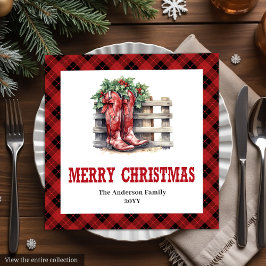 Classic Western Buffalo Check Xmas Party Napkins Pappersservett